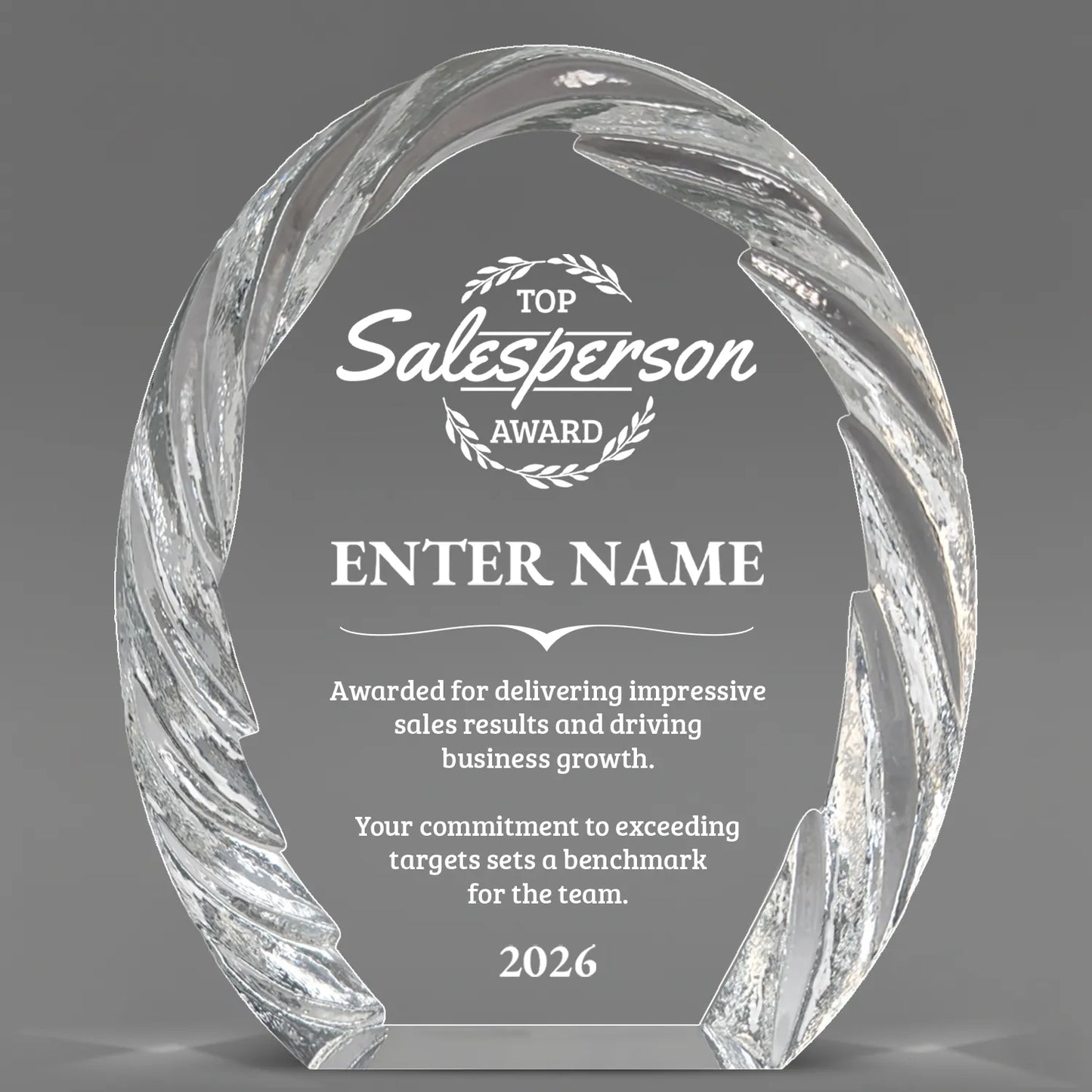 Sales Awards - Oval Crystal with Decorative Edge Awards - Personalize Online – Choose From 5 Designs