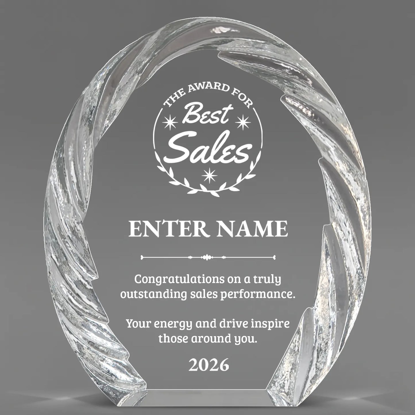 Sales Awards - Oval Crystal with Decorative Edge Awards - Personalize Online – Choose From 5 Designs
