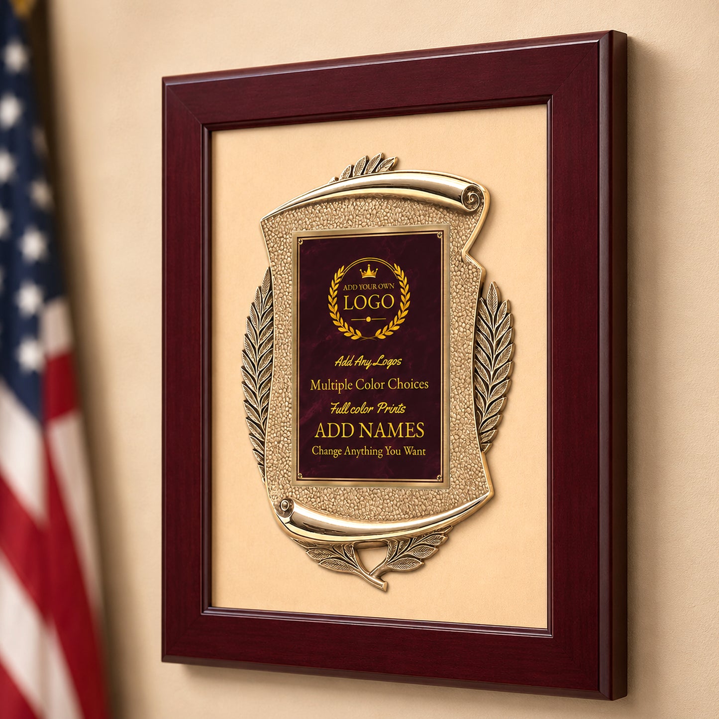 Rosewood Piano Finish Frame, Antique Bronze Casting 14" x 17"