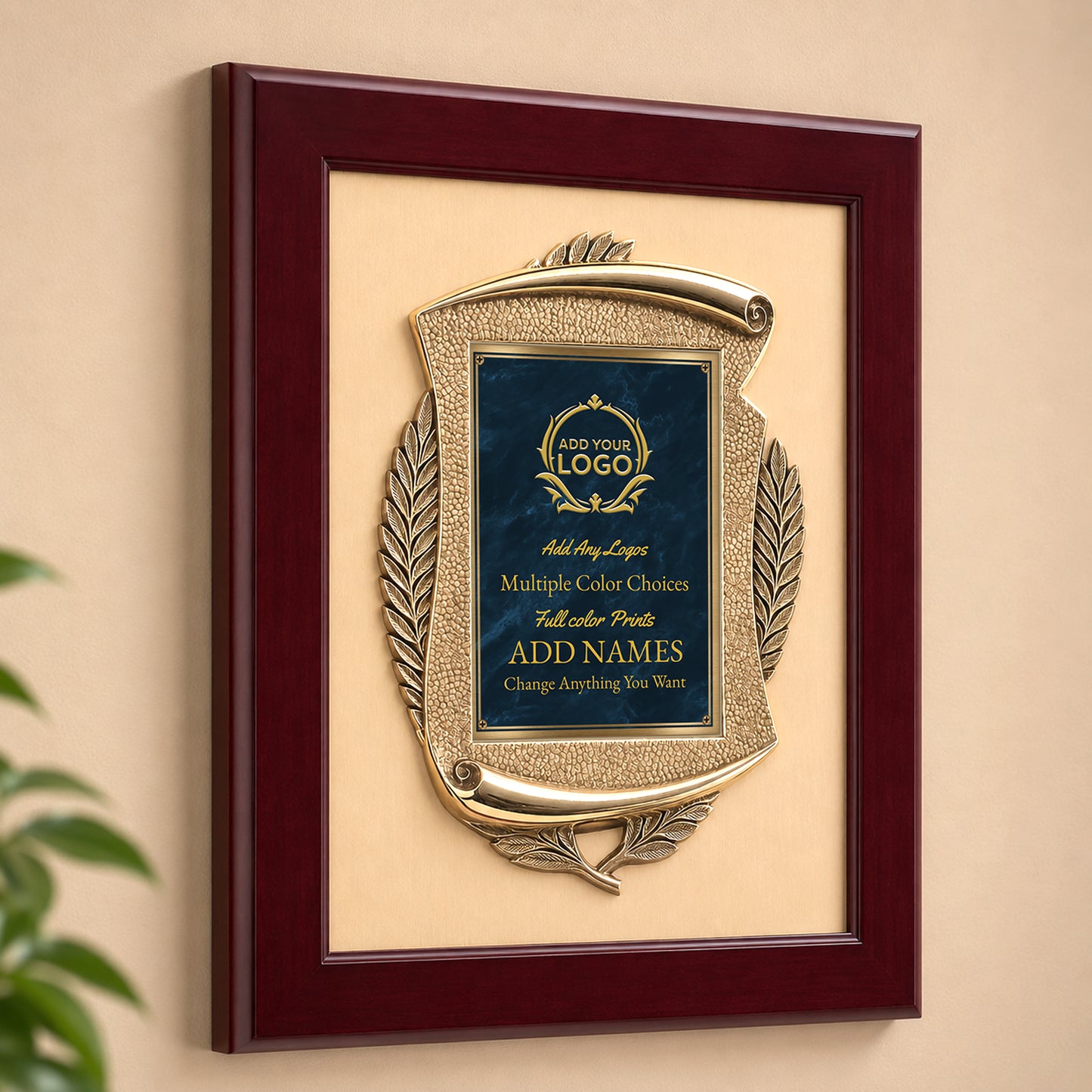 Rosewood Piano Finish Frame, Antique Bronze Casting 14" x 17"