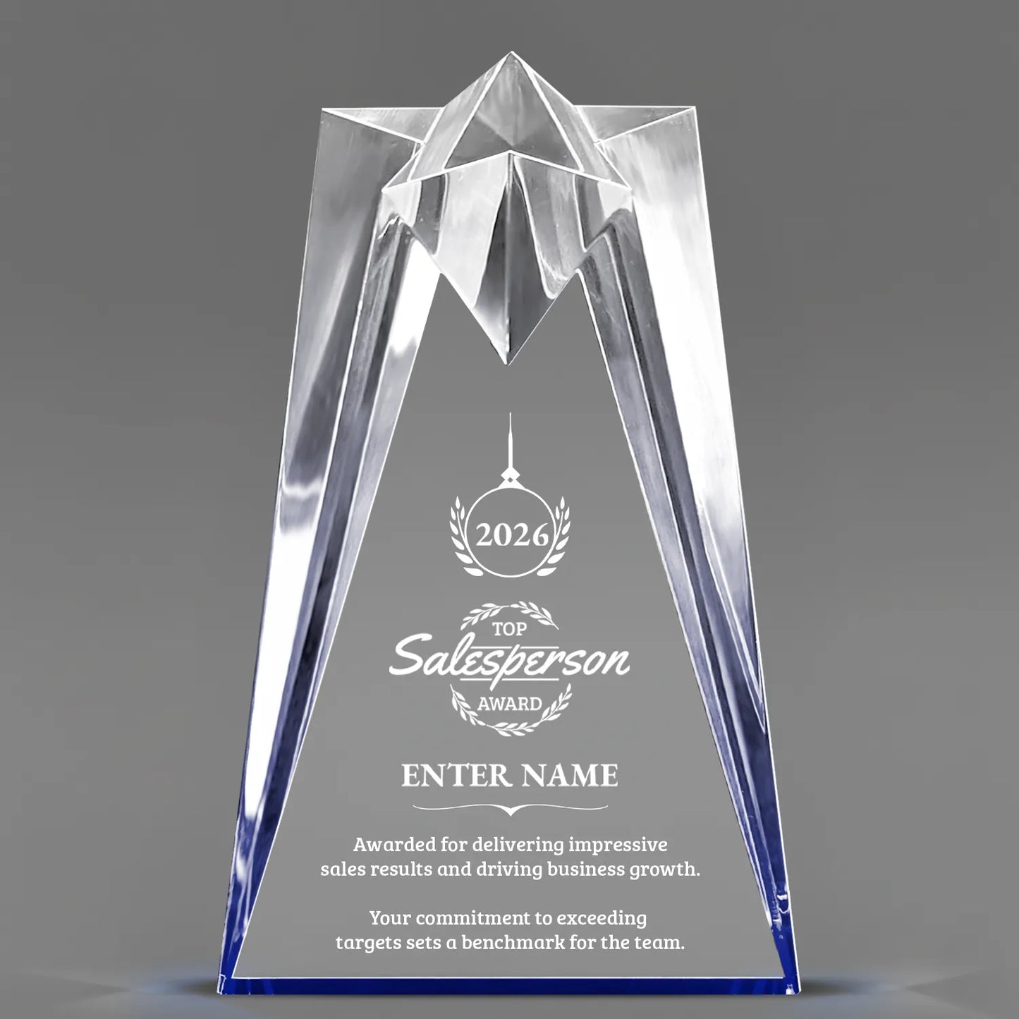 Sales Awards - Blue Sculpted Star Acrylic Awards - Personalize Online – Choose From 5 Designs