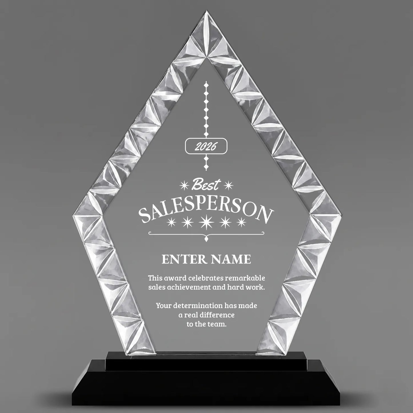 Sales Awards - Diamond Accent Glass Awards - Personalize Online – Choose From 5 Designs