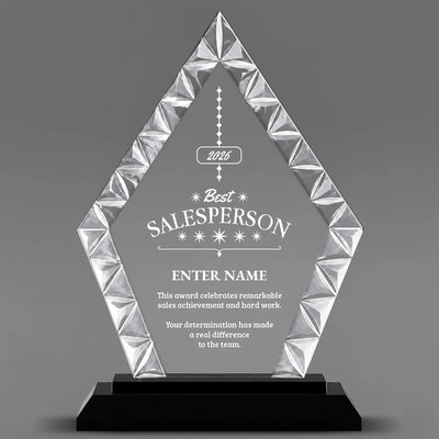 Sales Awards - Diamond Accent Glass Awards - Personalize Online – Choose From 5 Designs