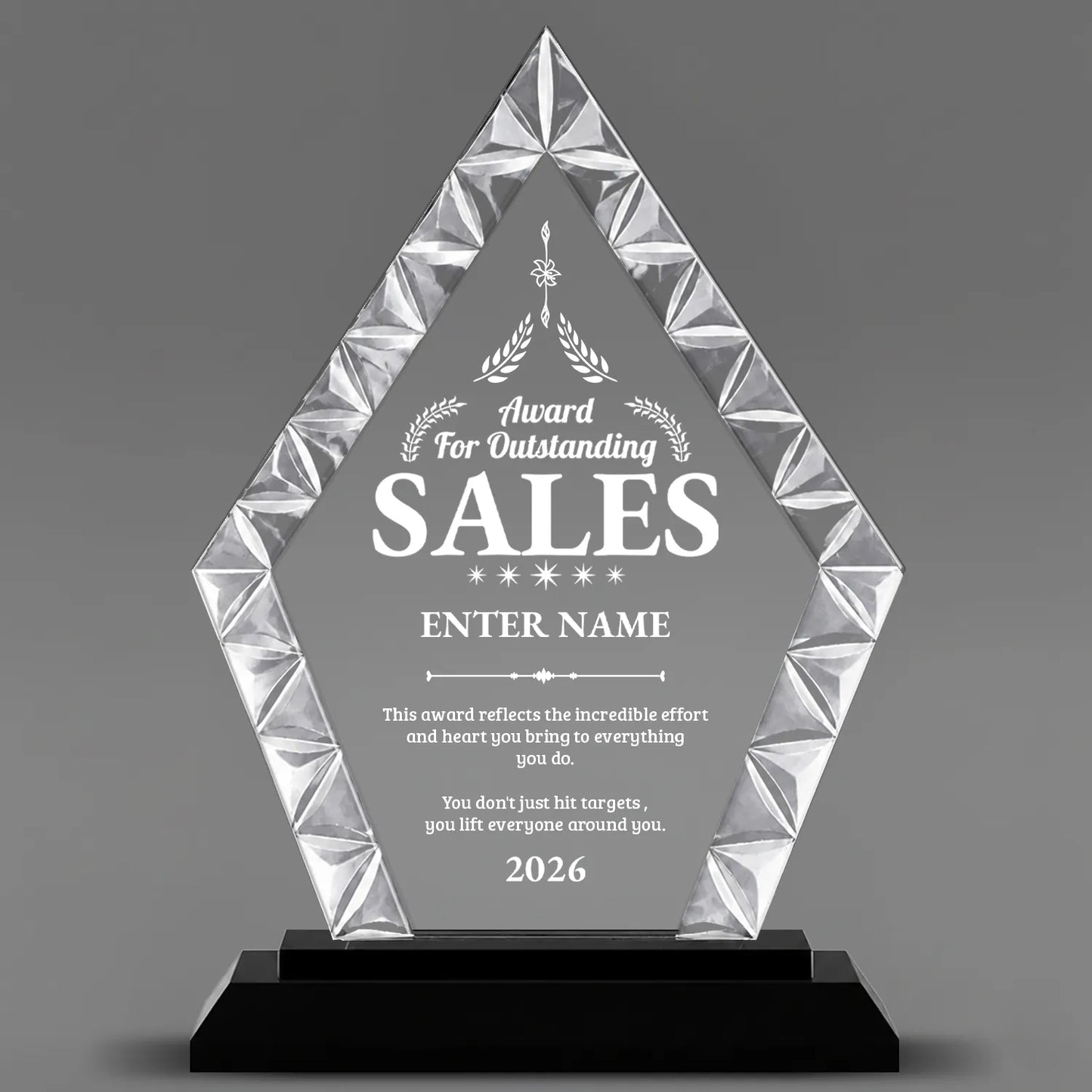 Sales Awards - Diamond Accent Glass Awards - Personalize Online – Choose From 5 Designs