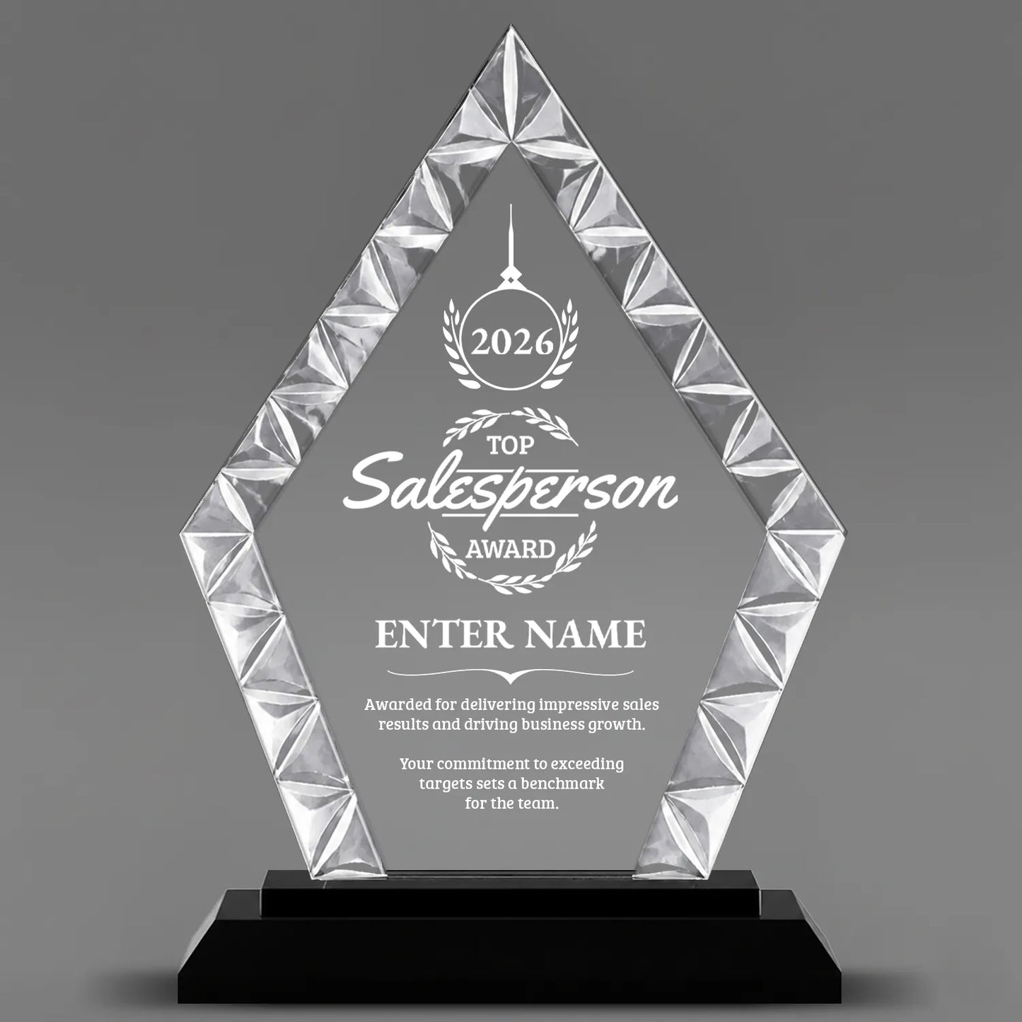 Sales Awards - Diamond Accent Glass Awards - Personalize Online – Choose From 5 Designs