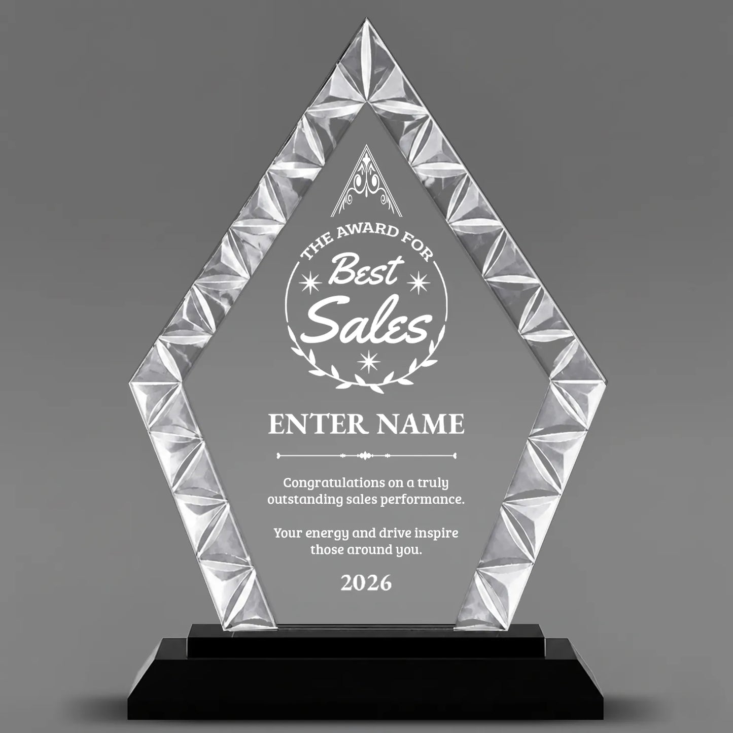 Sales Awards - Diamond Accent Glass Awards - Personalize Online – Choose From 5 Designs