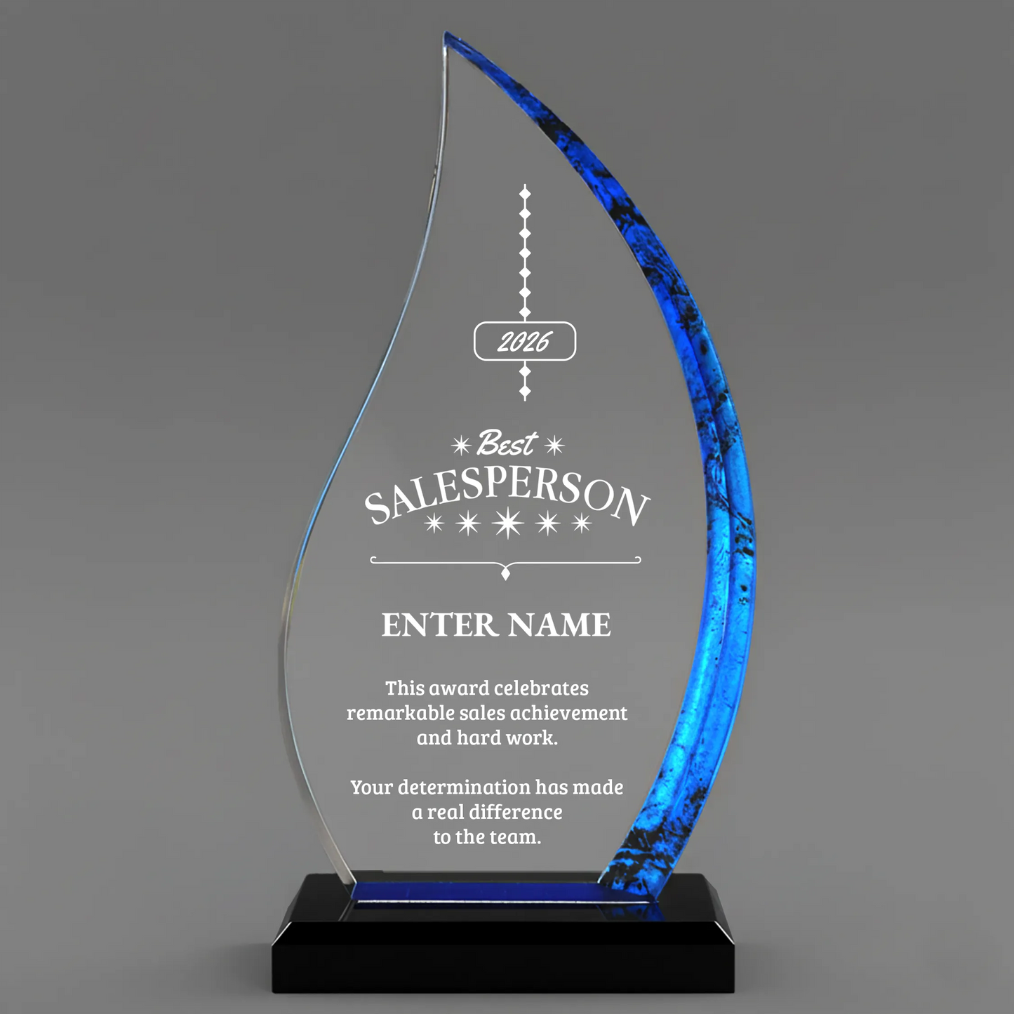 Sales Awards - Blue Flame Acrylic Awards - Personalize Online – Choose From 5 Designs
