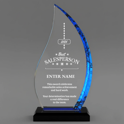 Sales Awards - Blue Flame Acrylic Awards - Personalize Online – Choose From 5 Designs