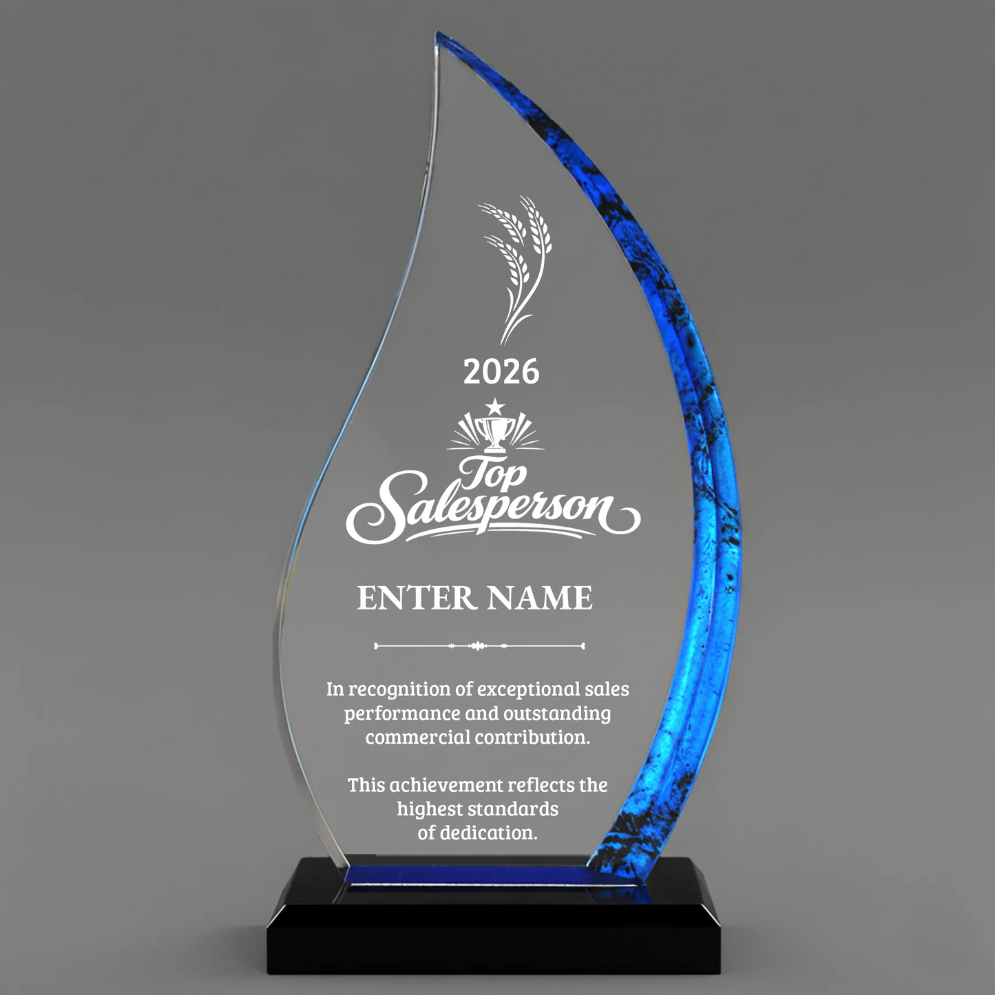 Sales Awards - Blue Flame Acrylic Awards - Personalize Online – Choose From 5 Designs