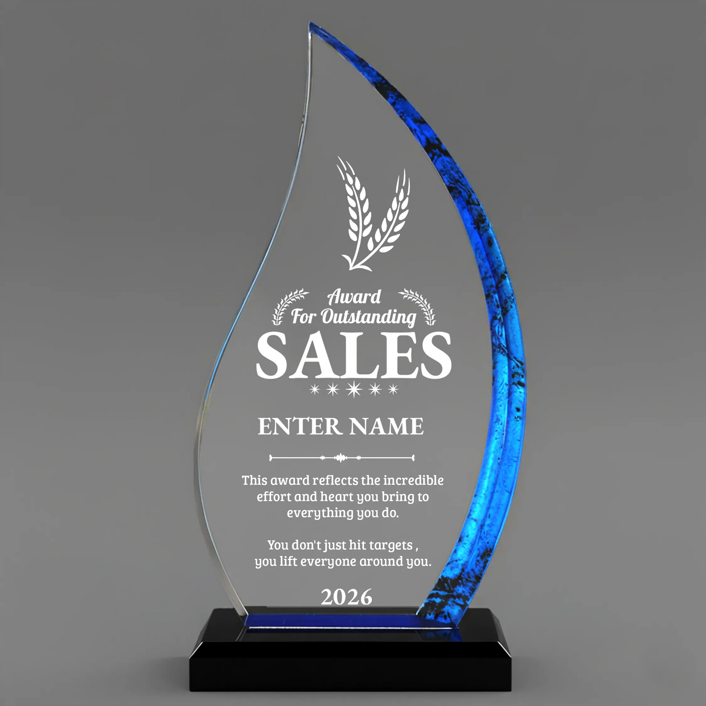 Sales Awards - Blue Flame Acrylic Awards - Personalize Online – Choose From 5 Designs