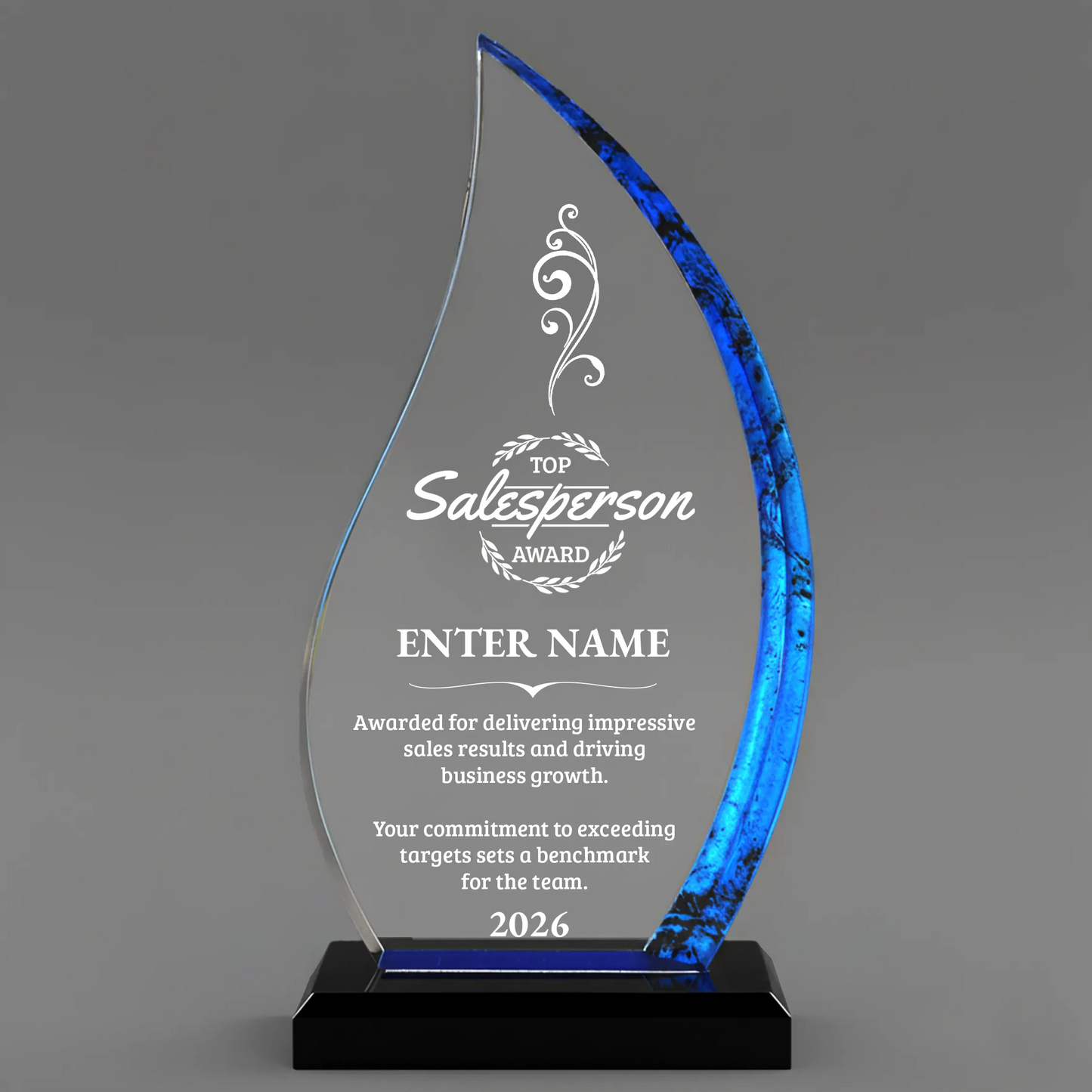 Sales Awards - Blue Flame Acrylic Awards - Personalize Online – Choose From 5 Designs