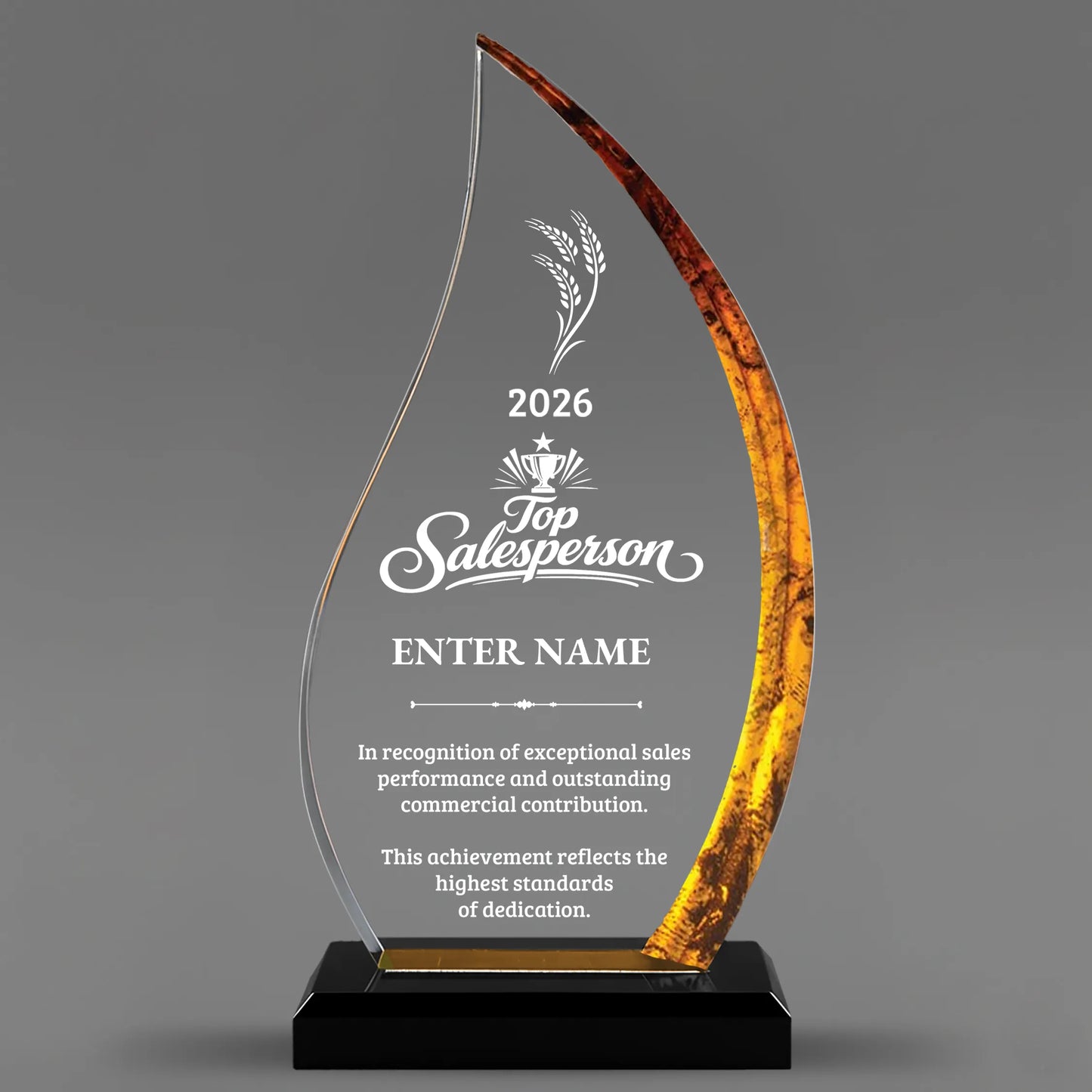 Sales Awards - Gold Flame Acrylic Awards - Personalize Online – Choose From 5 Designs