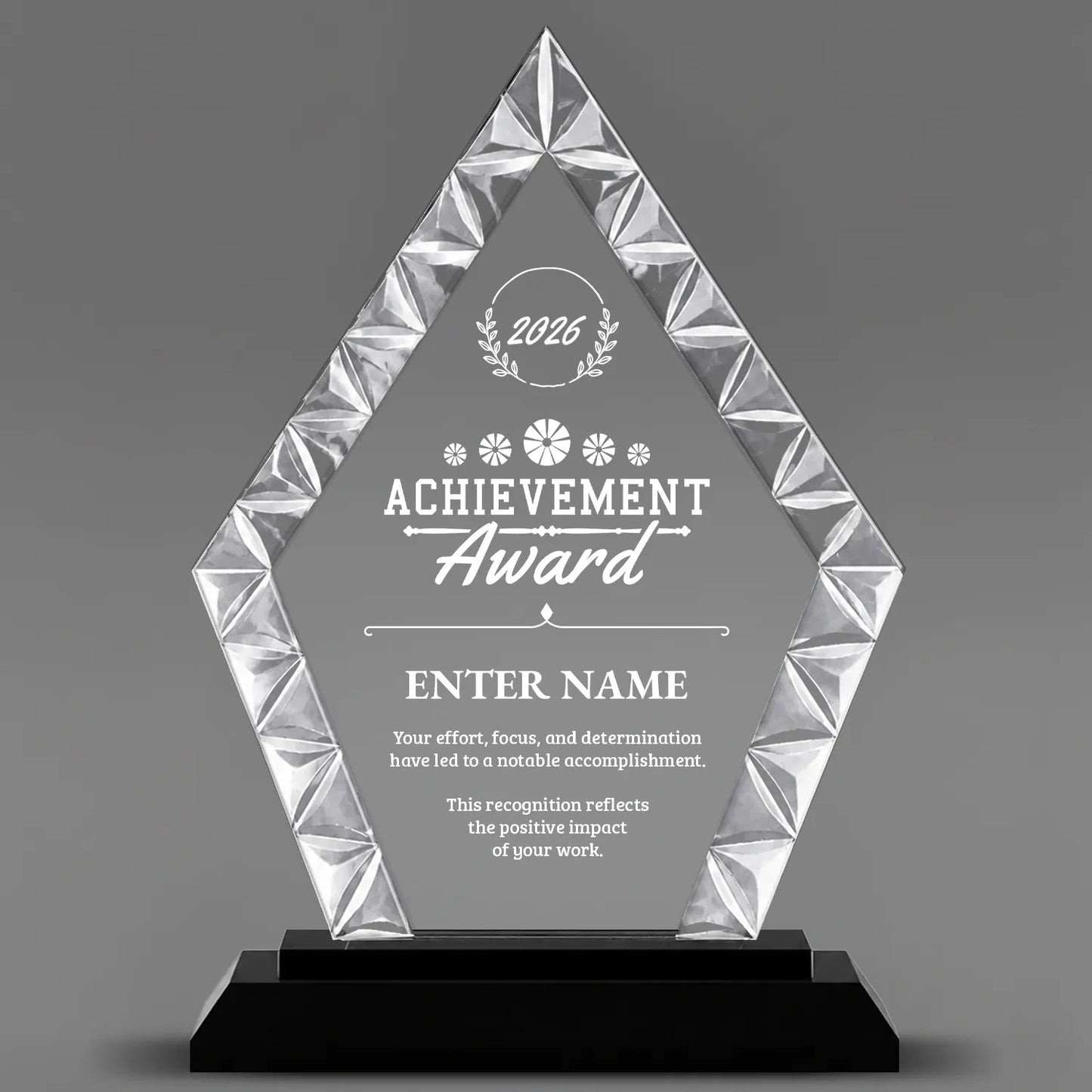 Achievement Awards - Diamond Accent Glass Awards - Personalize Online – Choose From 5 Designs