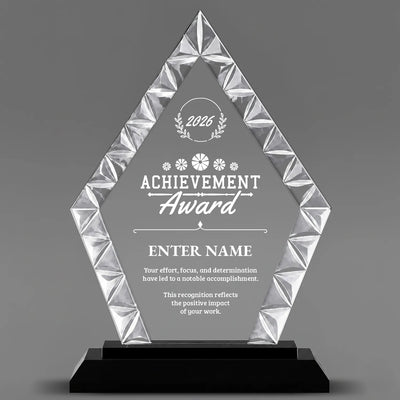 Achievement Awards - Diamond Accent Glass Awards - Personalize Online – Choose From 5 Designs