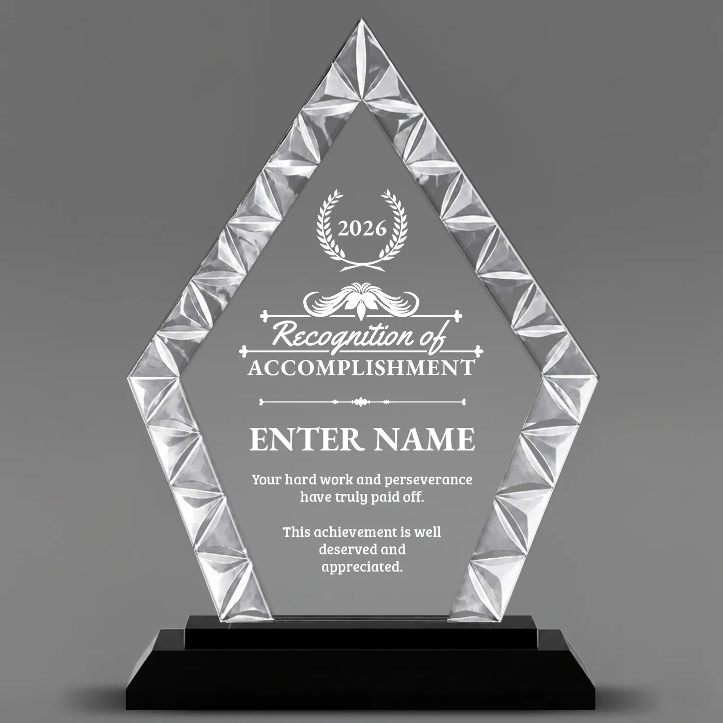 Achievement Awards - Diamond Accent Glass Awards - Personalize Online – Choose From 5 Designs
