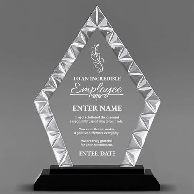 Employee Appreciation Awards - Diamond Accent Glass Awards - Personalize Online – Choose From 5 Designs