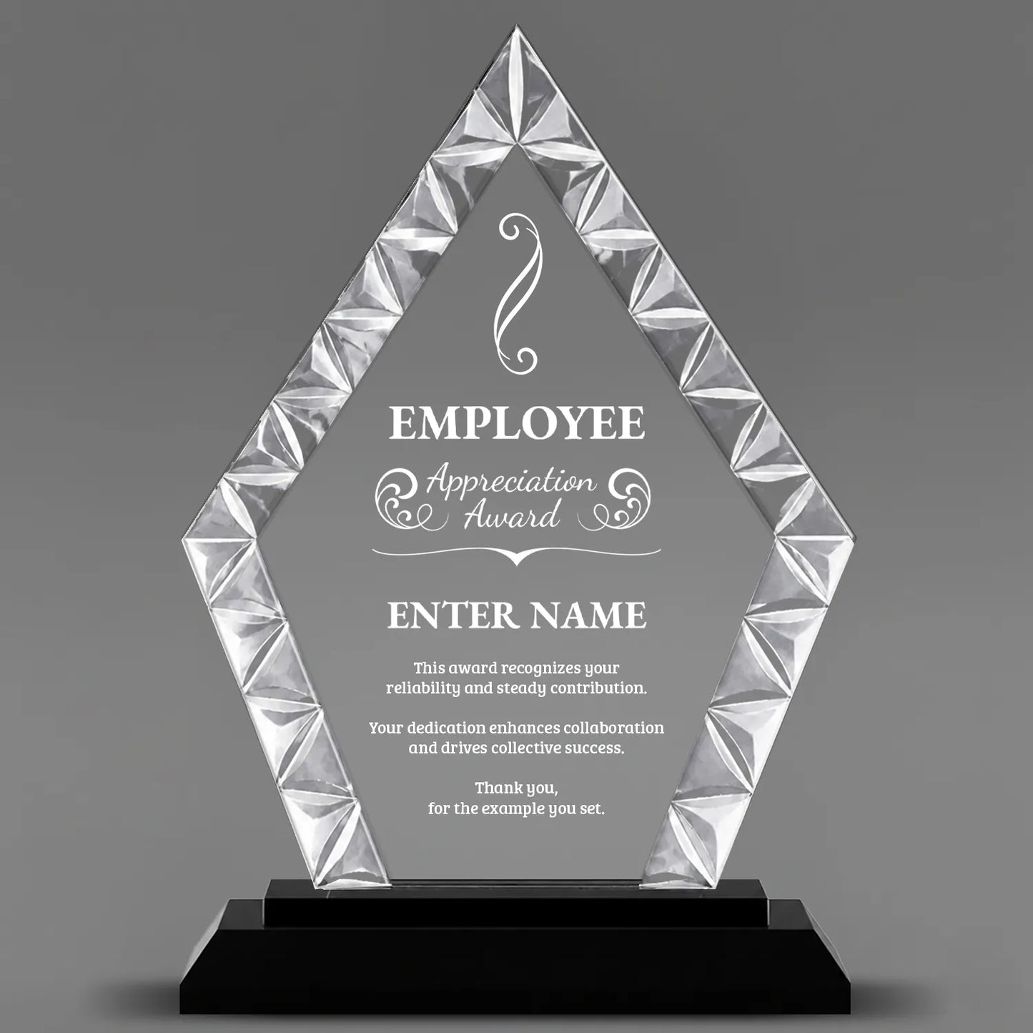 Employee Appreciation Awards - Diamond Accent Glass Awards - Personalize Online – Choose From 5 Designs