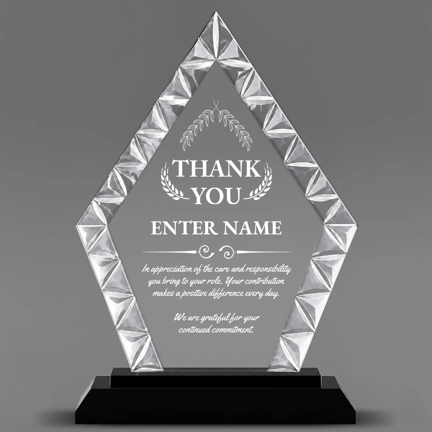 Thank You Awards - Diamond Accent Glass Awards - Personalize Online – Choose From 5 Designs