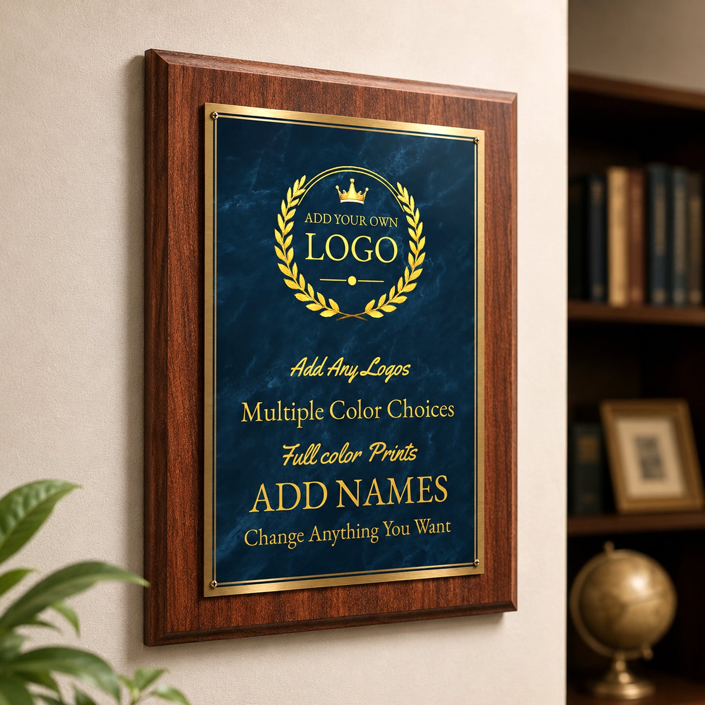 American Walnut With Marble Effect Metal Plaques - 6 Sizes