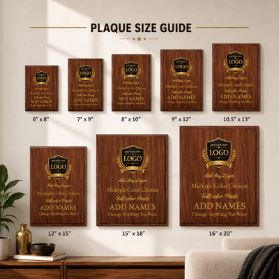Custom Simulated Walnut Plaque with Full Color UV Printing - 4 Colors Available