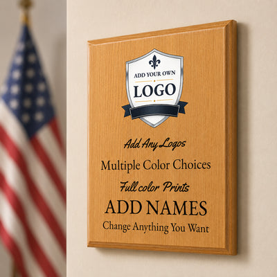 Custom Simulated Oak Plaque with Full Color UV Printing -  4 Colors Available