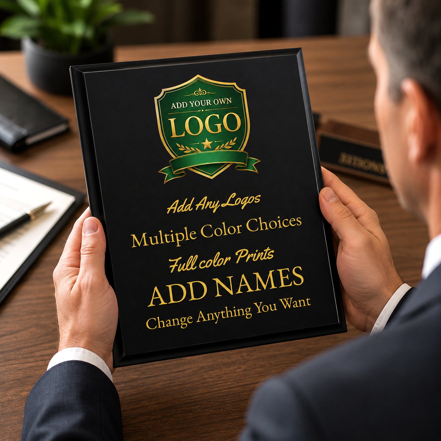 Custom Black Plaque with Full Color UV Printing -  4 Colors Available