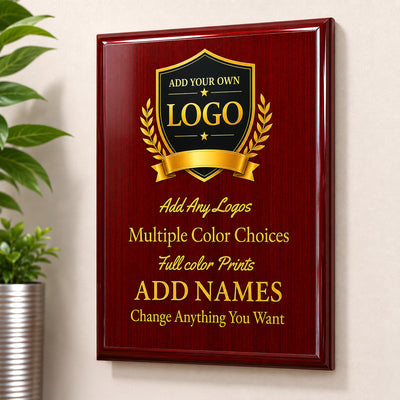 Custom Simulated Mahogany Plaque with Full Color UV Printing - 4 Colors Available