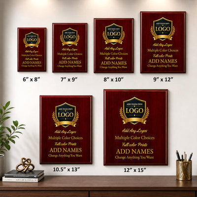 Custom Simulated Mahogany Plaque with Full Color UV Printing - 4 Colors Available