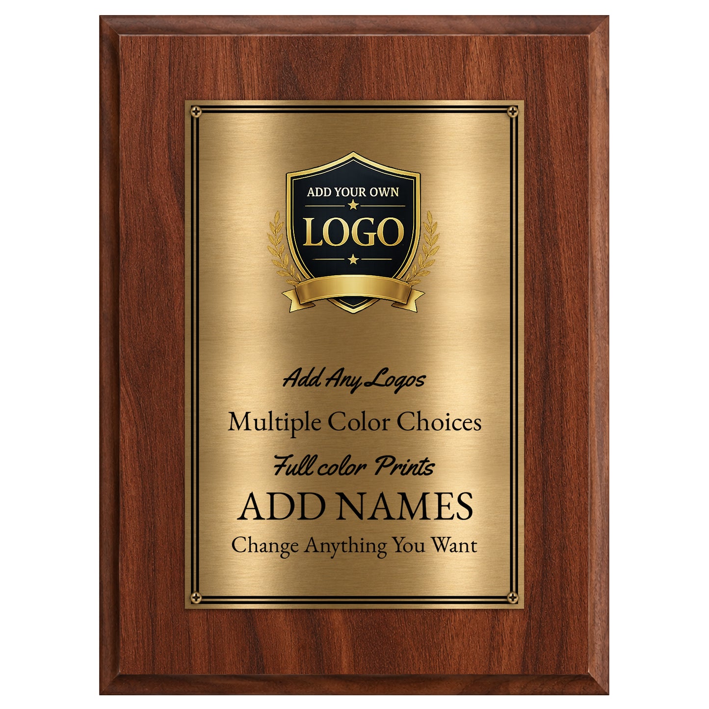 Classic Walnut Plaque Gold & Silver Metal Plate Personalize Online