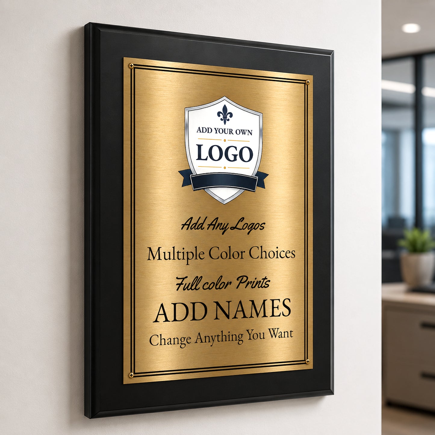 Classic Black Plaque Gold & Silver Metal Plate Personalize Online