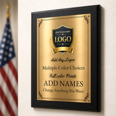 Classic Black Plaque Gold & Silver Metal Plate Personalize Online