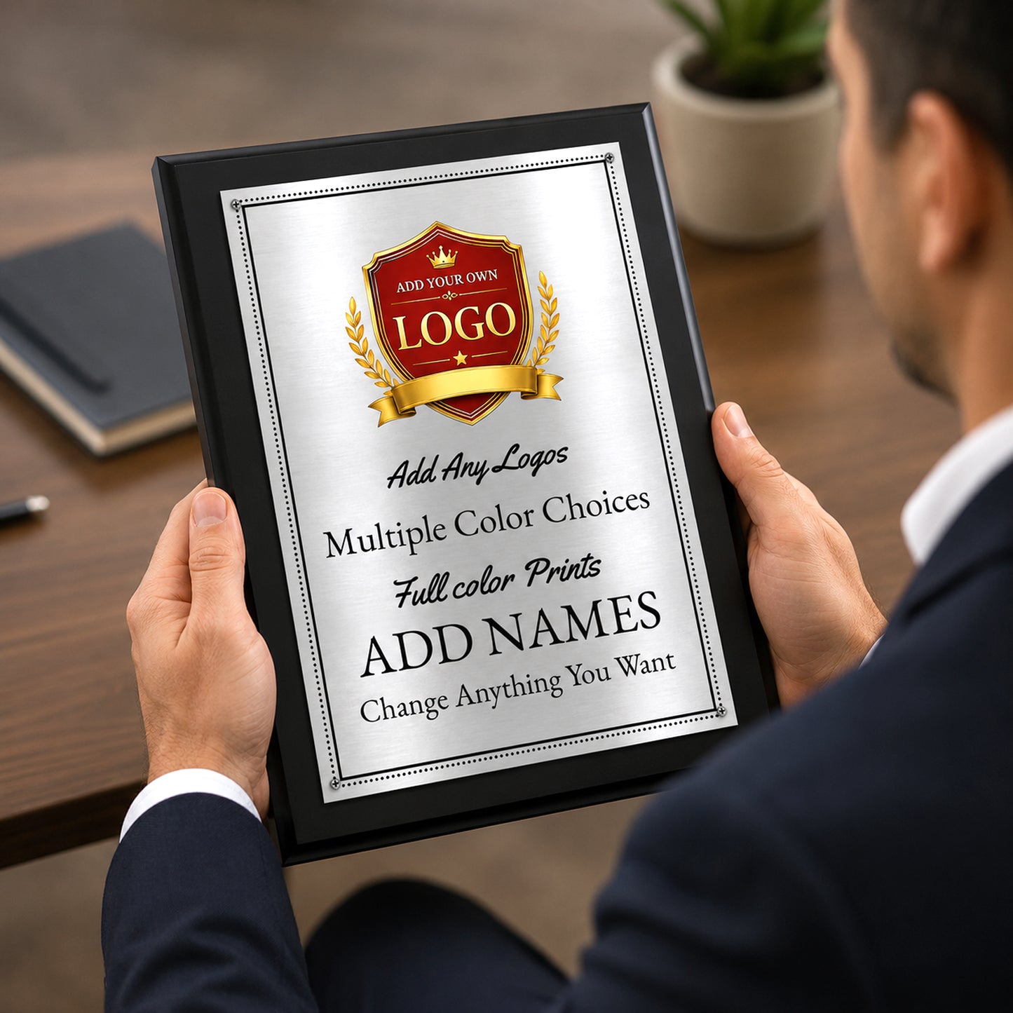 Classic Black Plaque Gold & Silver Metal Plate Personalize Online