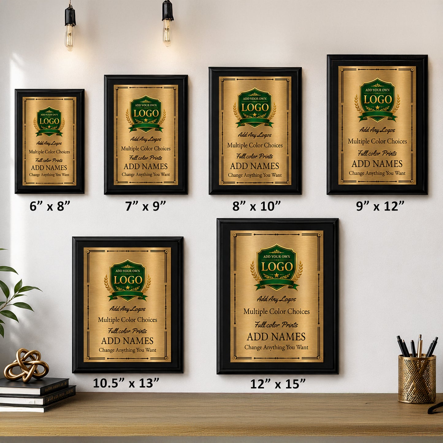 Classic Black Plaque Gold & Silver Metal Plate Personalize Online