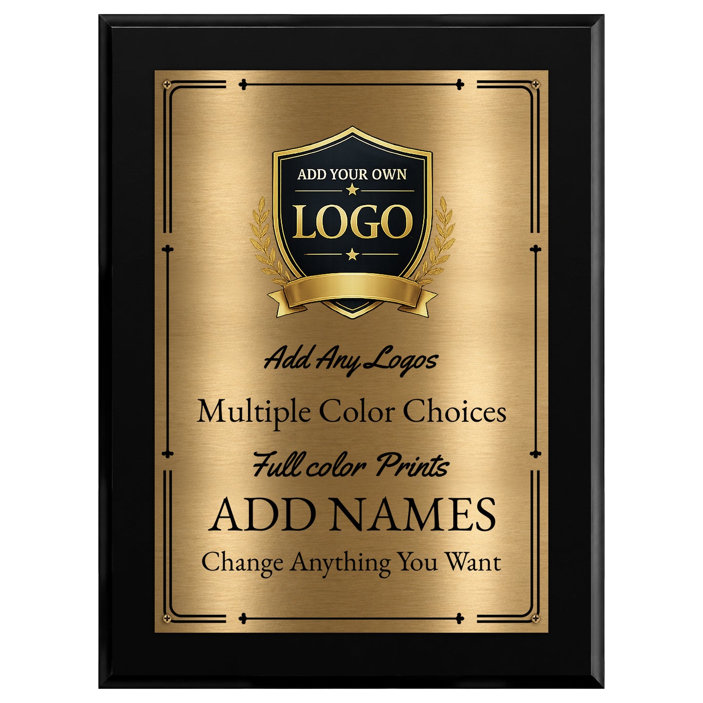 Classic Black Plaque Gold & Silver Metal Plate Personalize Online