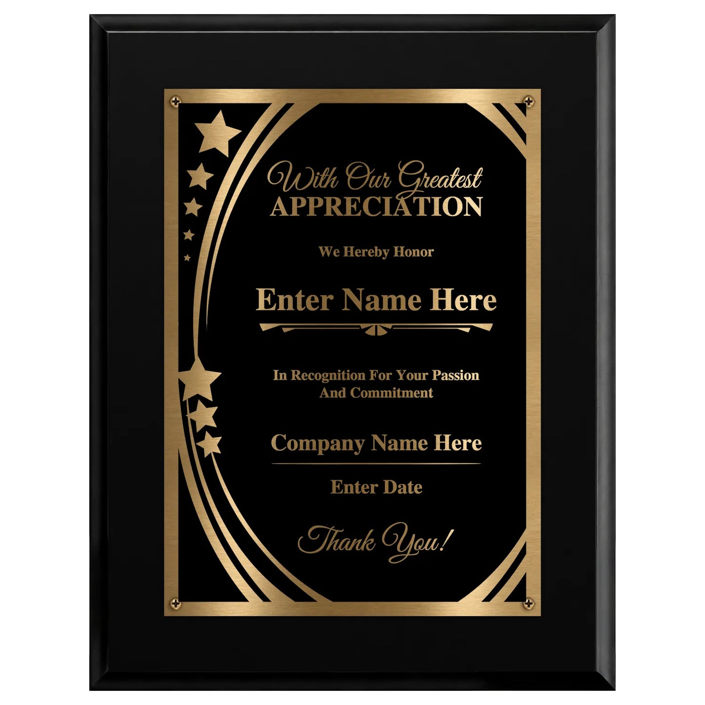 Greatest Appreciation Classic Plaque With Gold Plate - 4 Frame Colors