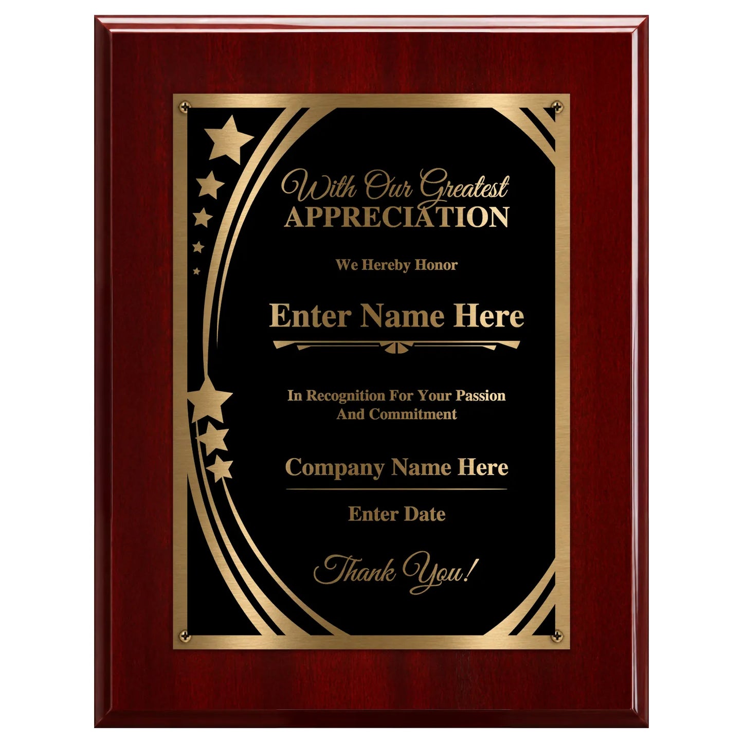 Greatest Appreciation Classic Plaque With Gold Plate - 4 Frame Colors