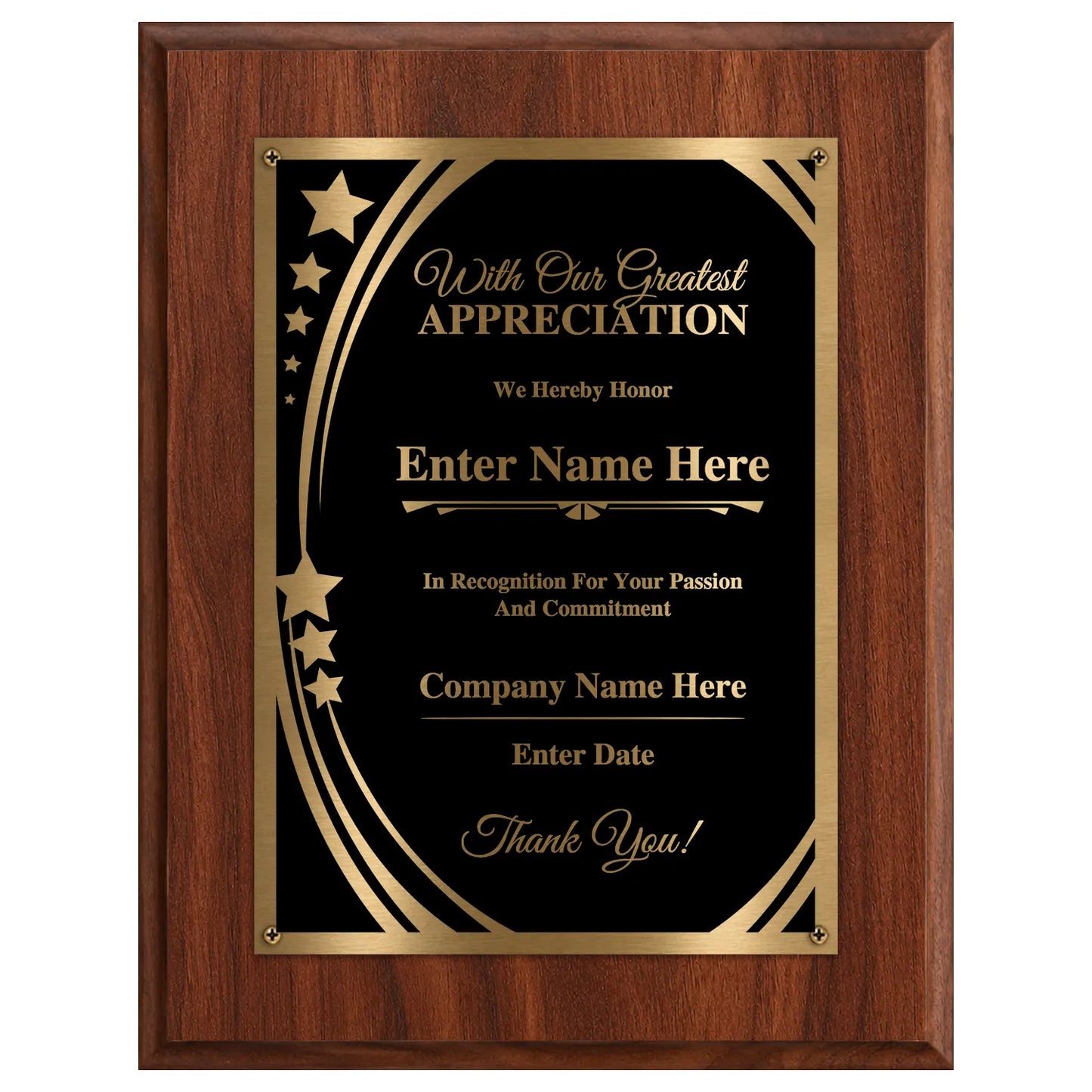 Greatest Appreciation Classic Plaque With Gold Plate - 4 Frame Colors