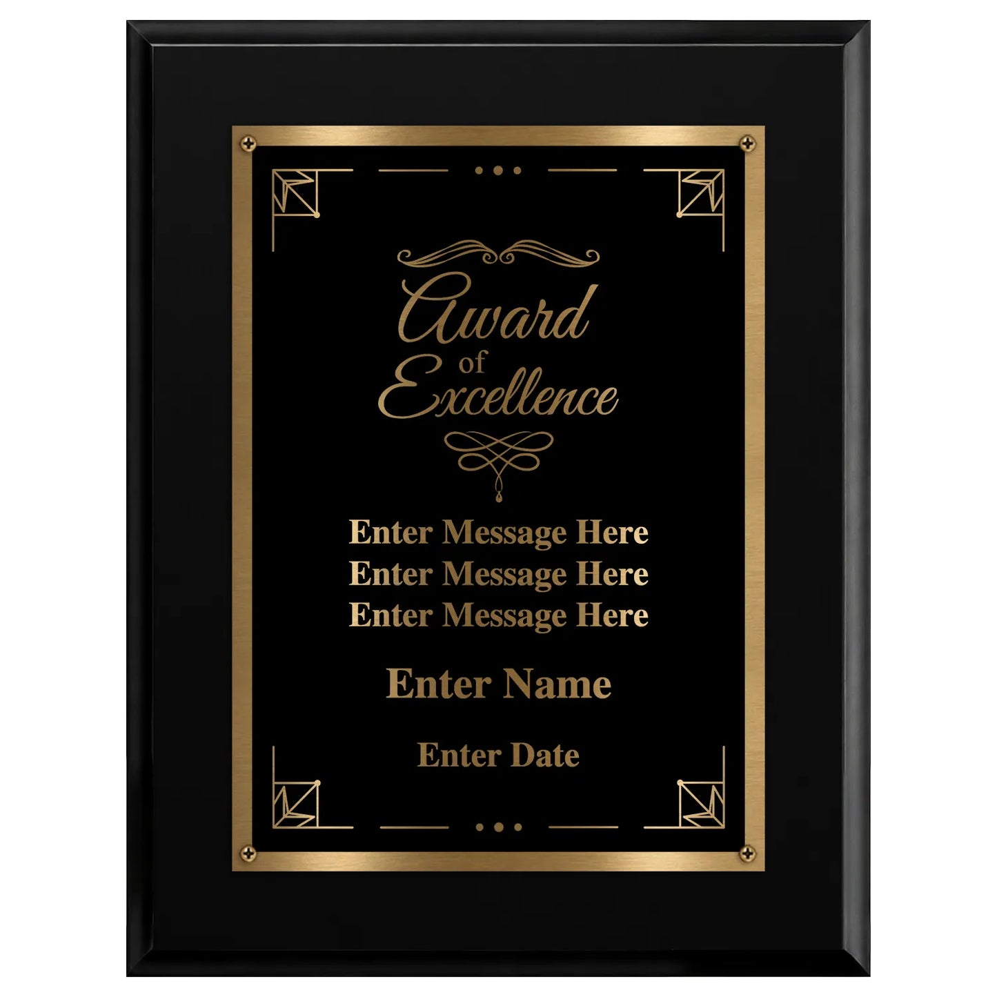 Award of Excellence Classic Plaque With Gold Plate - 4 Frame Colors