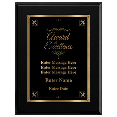 Award of Excellence Classic Plaque With Gold Plate - 4 Frame Colors