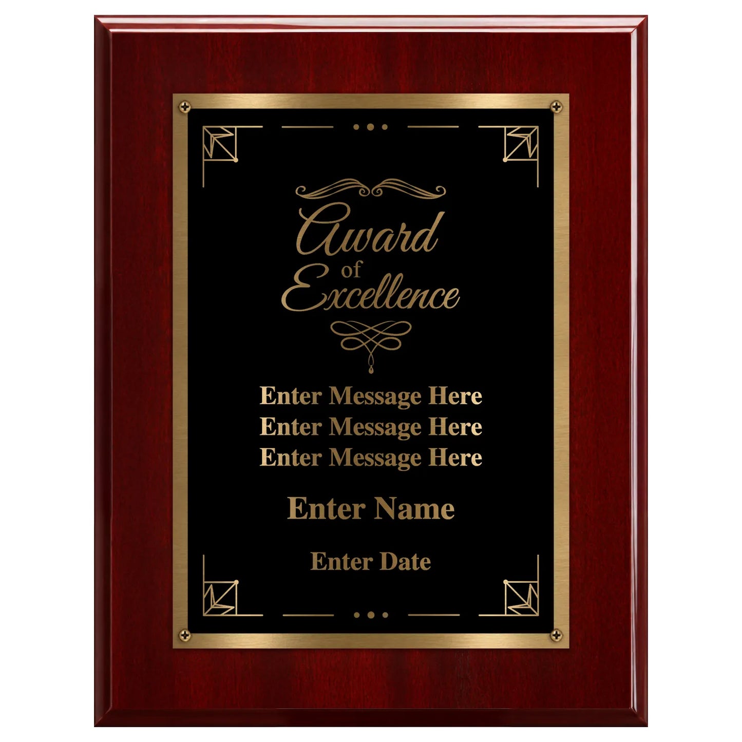 Award of Excellence Classic Plaque With Gold Plate - 4 Frame Colors