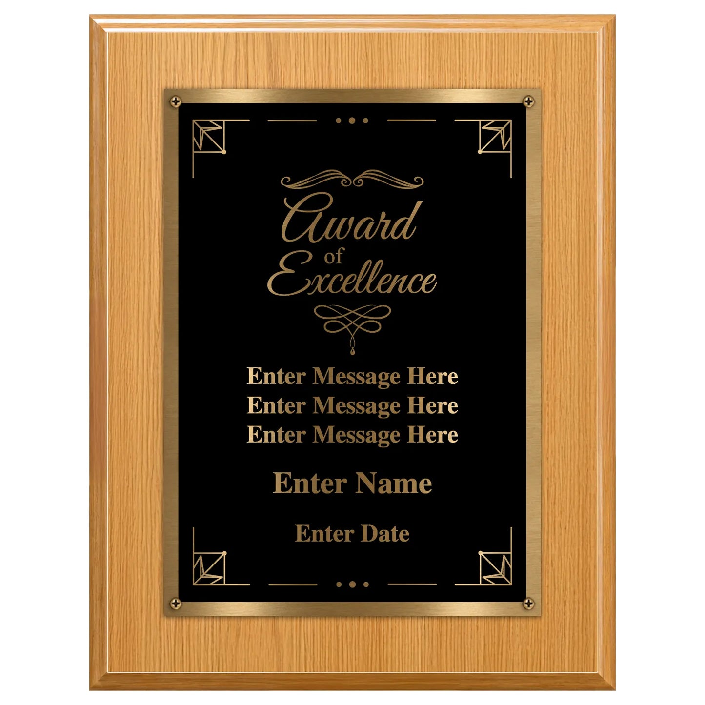 Award of Excellence Classic Plaque With Gold Plate - 4 Frame Colors