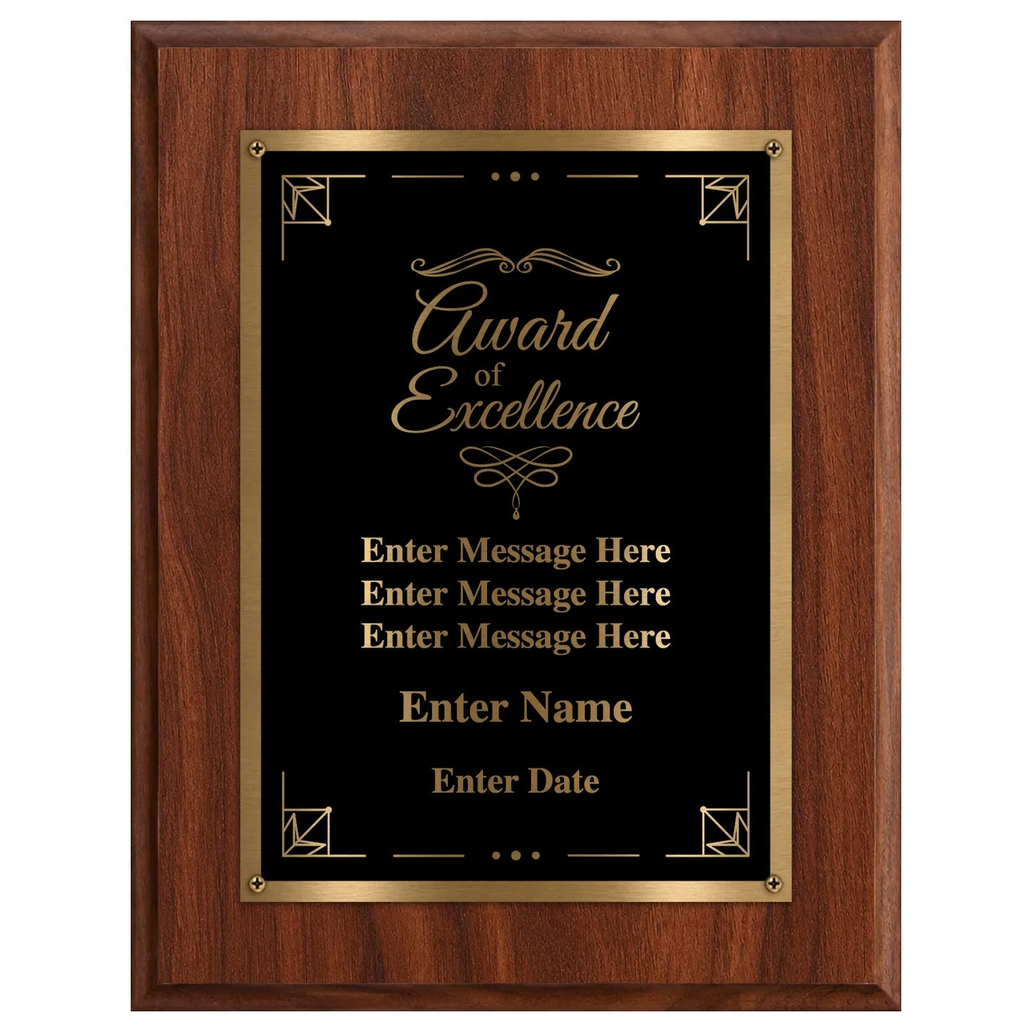 Award of Excellence Classic Plaque With Gold Plate - 4 Frame Colors