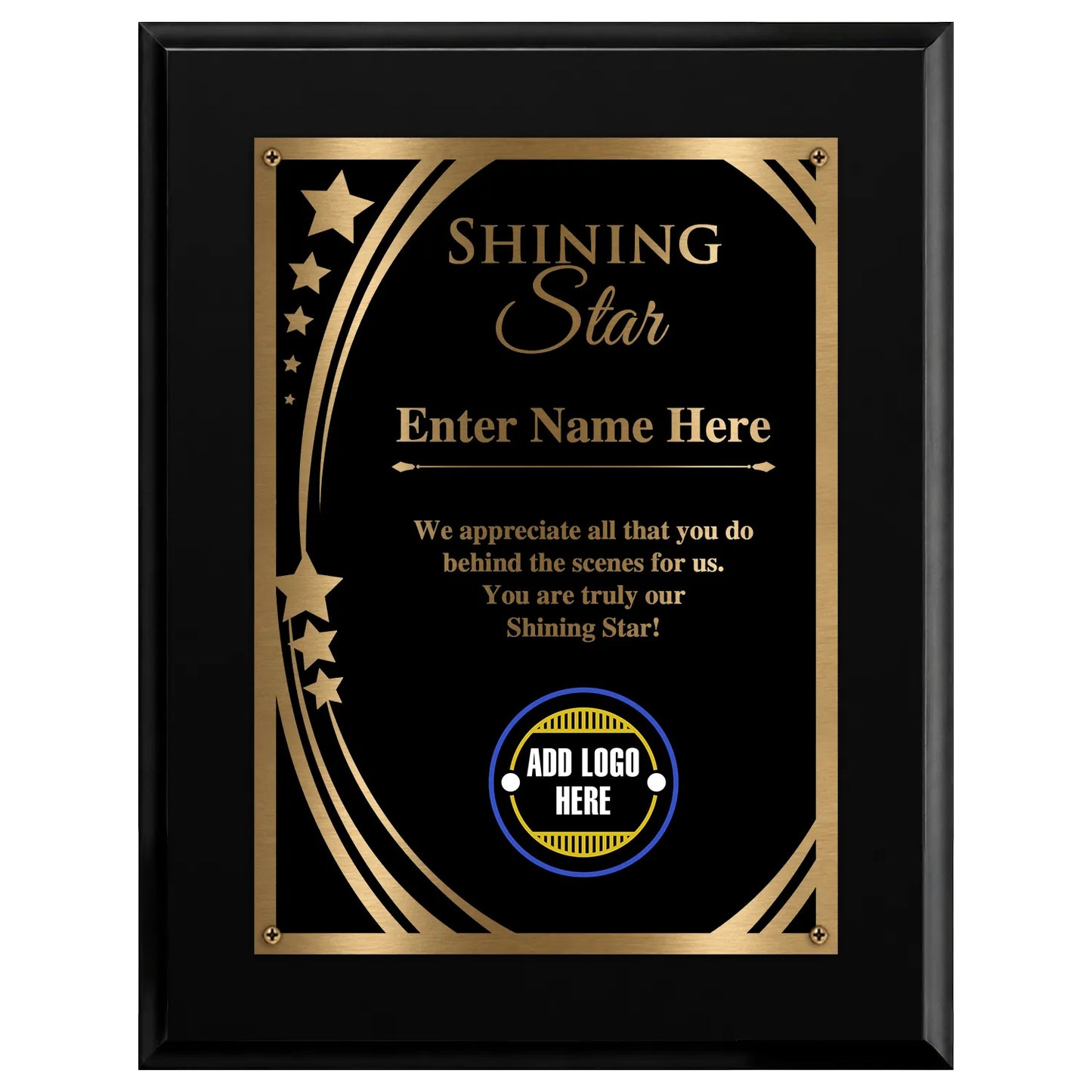Shining Star Classic Appreciation Plaque With Gold Plate - 4 Frame Colors
