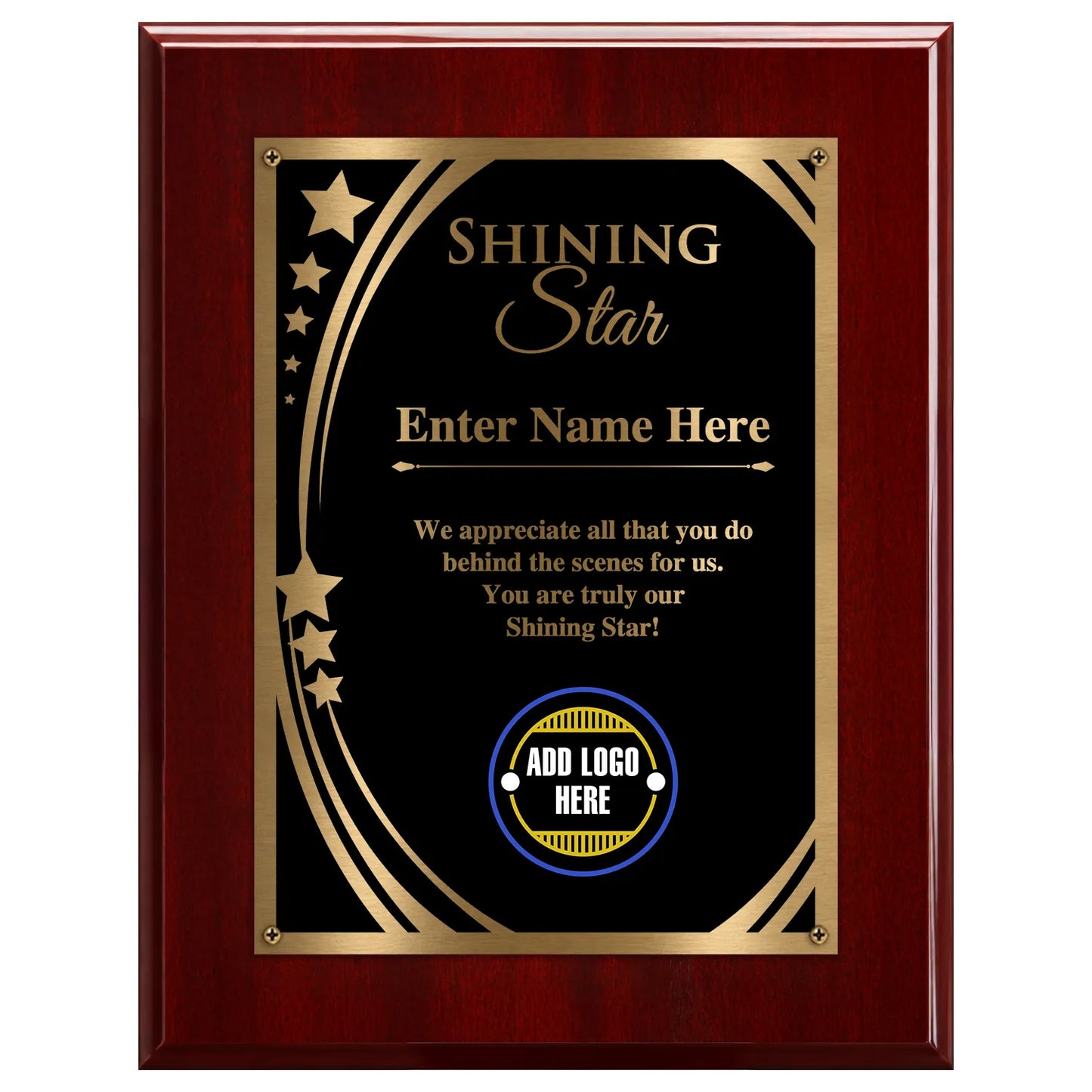 Shining Star Classic Appreciation Plaque With Gold Plate - 4 Frame Colors