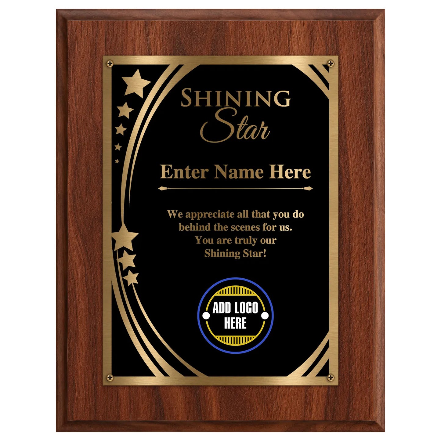 Shining Star Classic Appreciation Plaque With Gold Plate - 4 Frame Colors