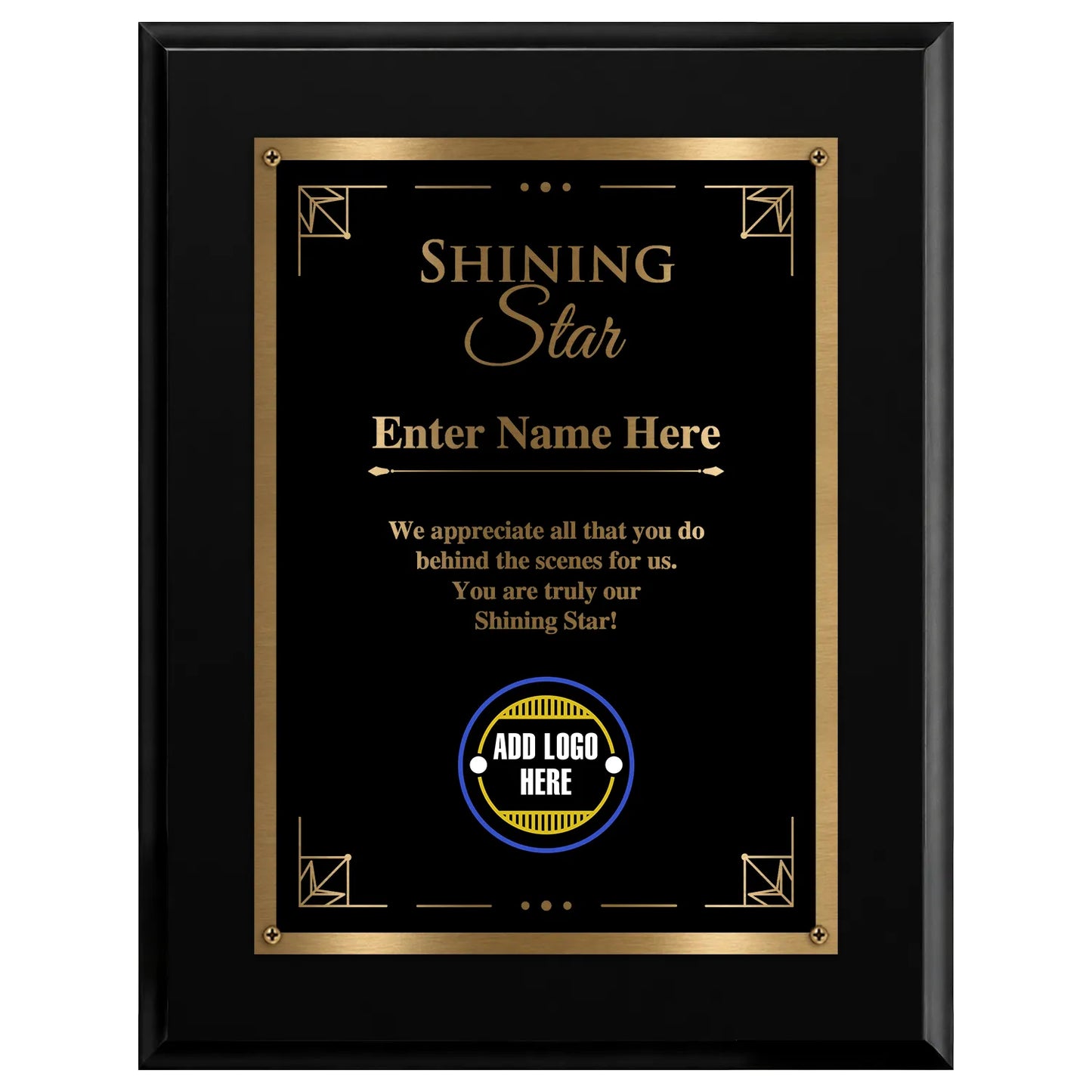 Shining Star Classic Appreciation Plaque With Gold Plate - 4 Frame Colors