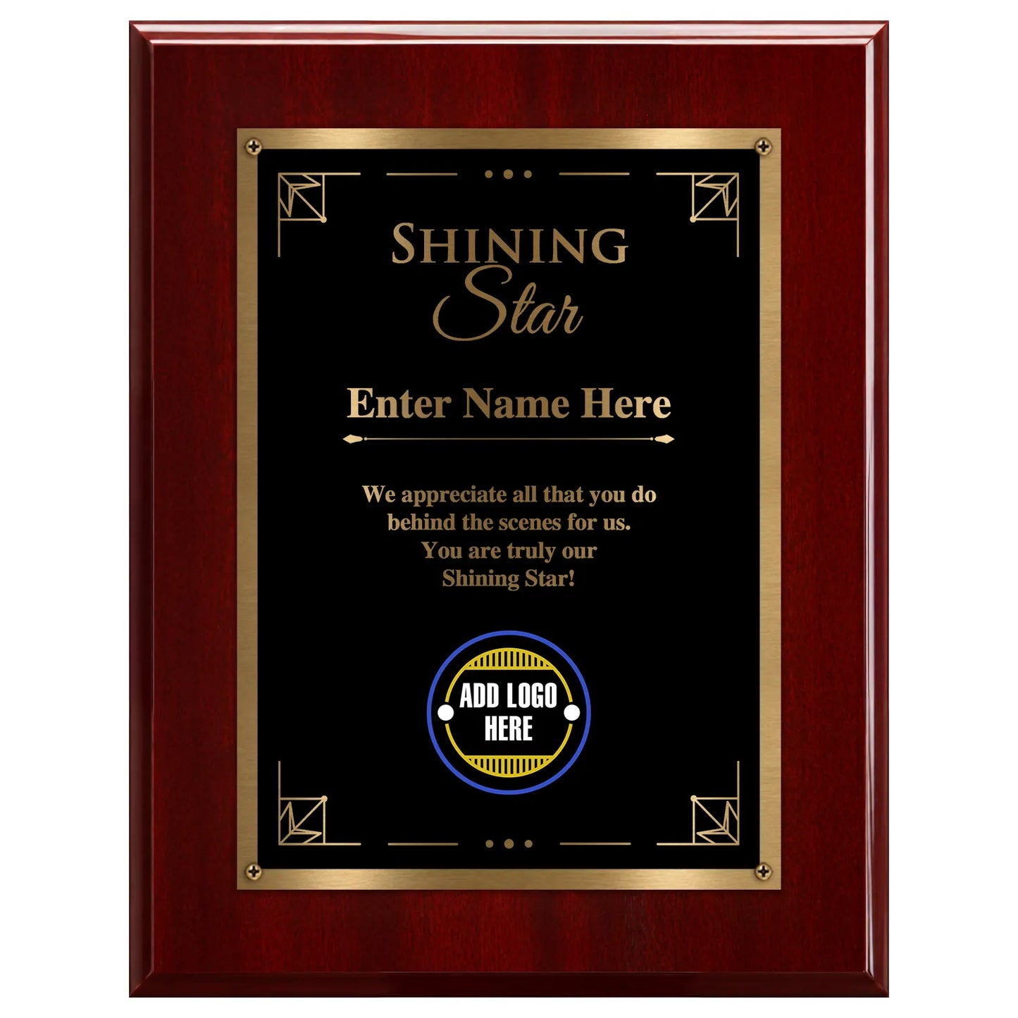 Shining Star Classic Appreciation Plaque With Gold Plate - 4 Frame Colors