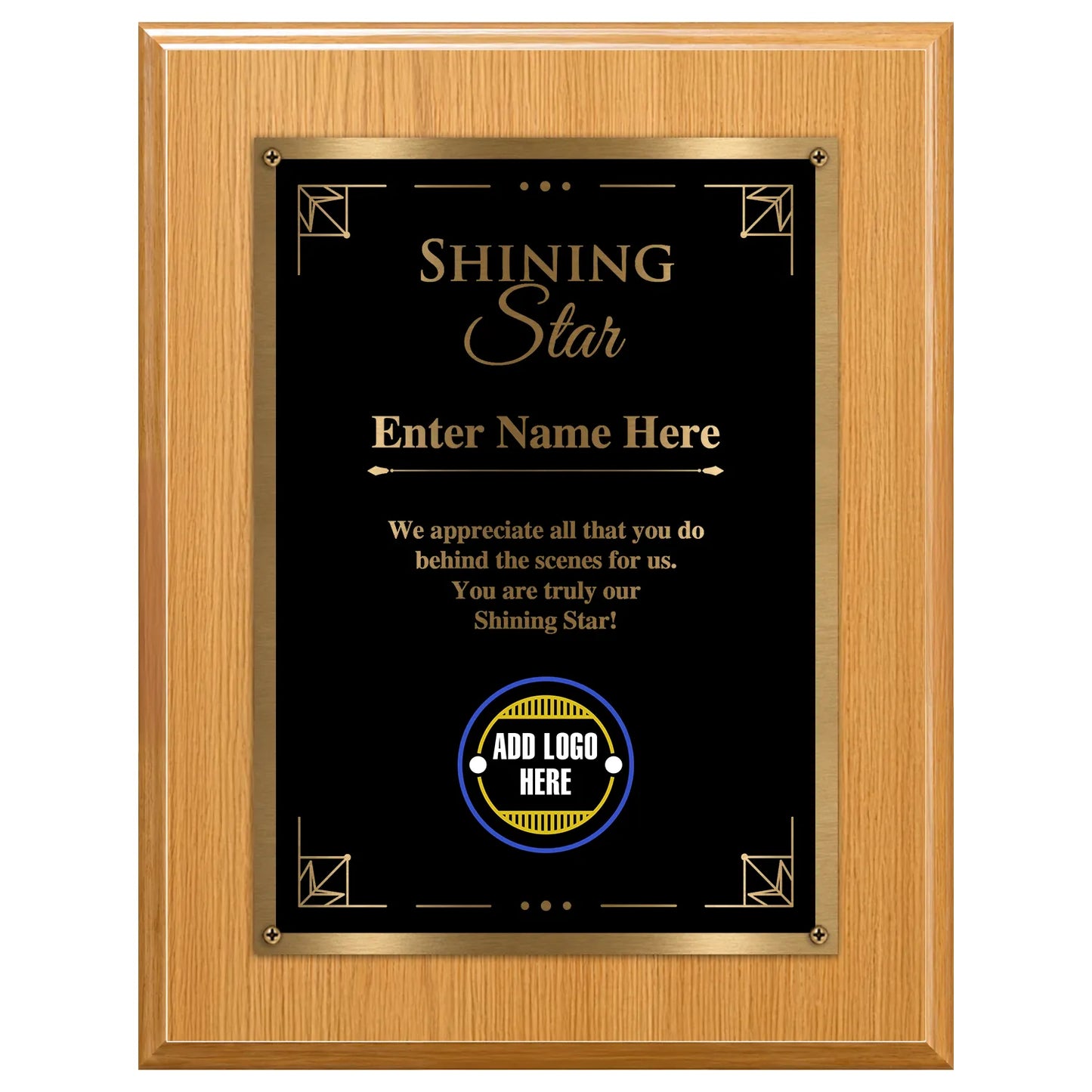 Shining Star Classic Appreciation Plaque With Gold Plate - 4 Frame Colors