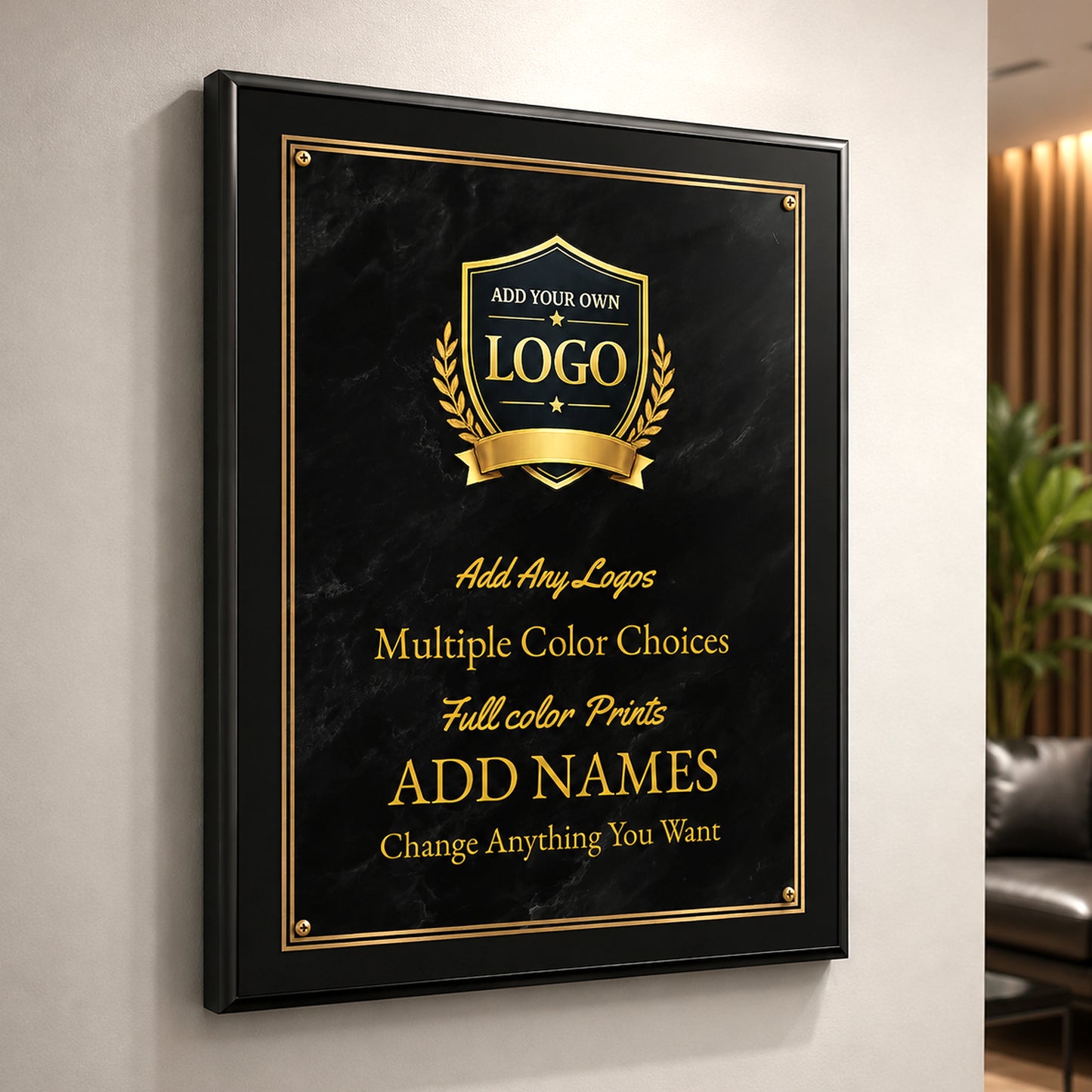 Classic Plaques Marble Effect Black & More - Multiple Sizes