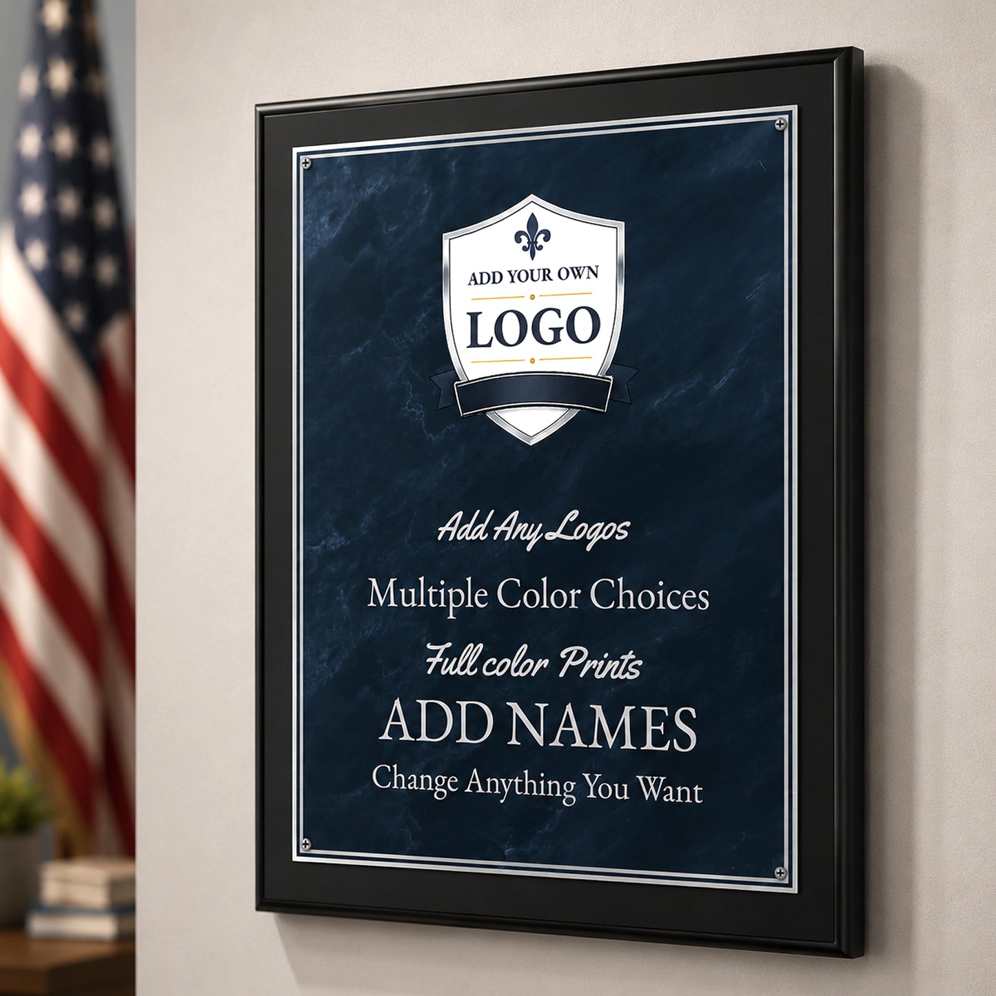 Classic Plaques Marble Effect Black & More - Multiple Sizes